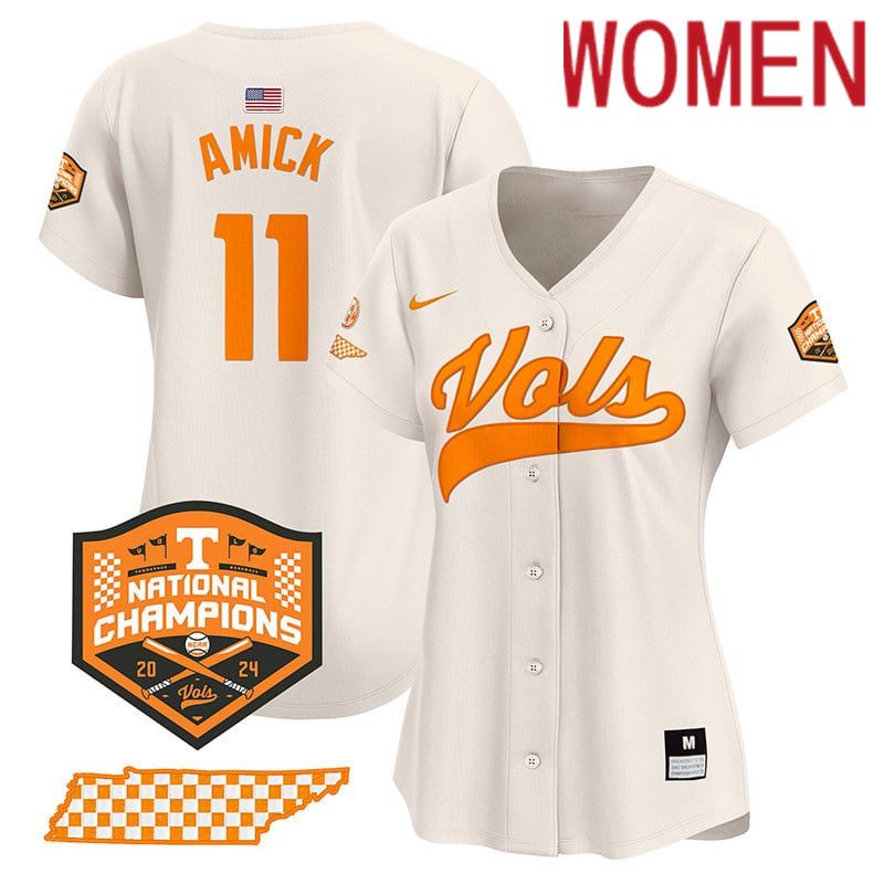 Women Tennessee Volunteers #11 Amick Cream 2024 Nike Champions Vapor Premier Limited NCAA Jersey->women nfl jersey->Women Jersey